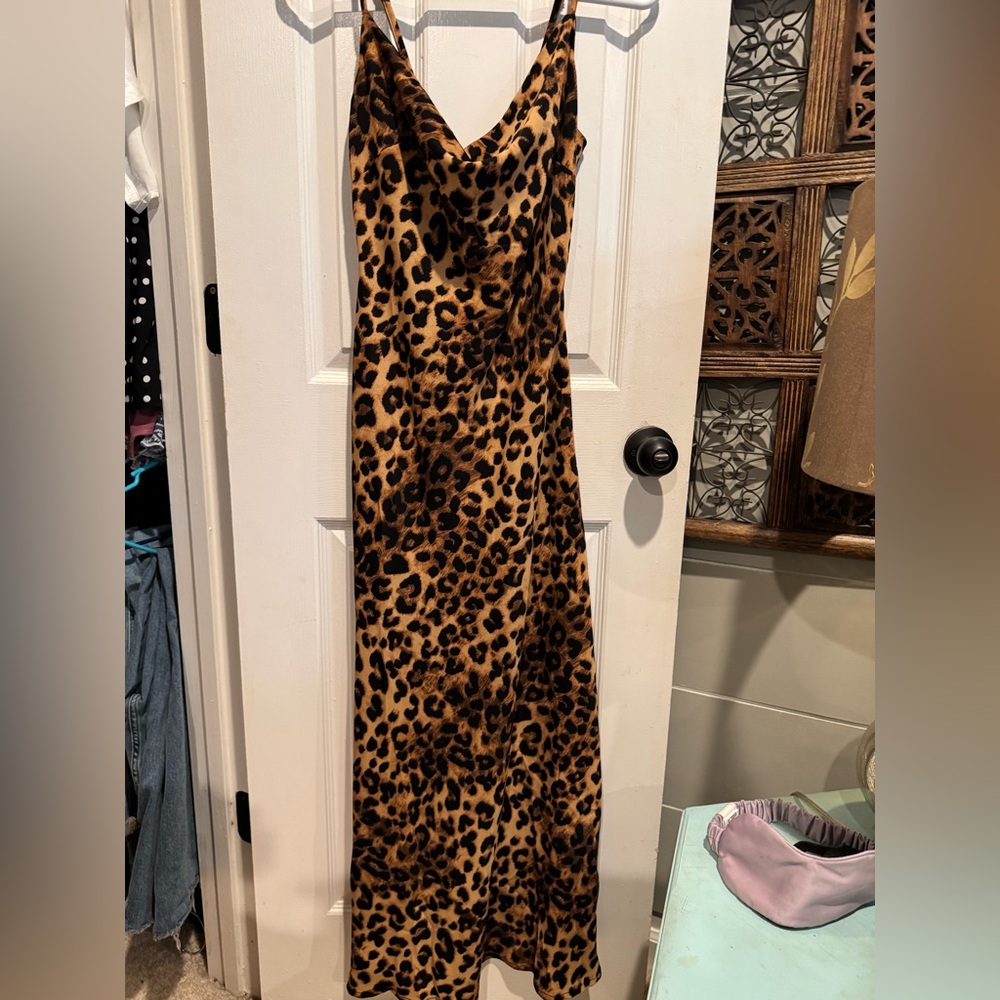 Leopard print slip dress